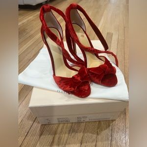 Alexandre Birman Red Velvet Sandal Heels 36.5
